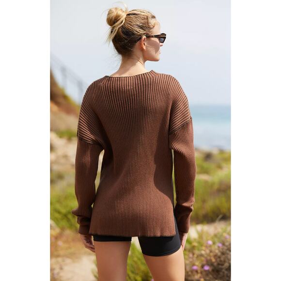 VARLEY Emile Rib Knit Brown Sweater Size Small - Picture 2 of 7